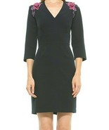 Alexia Admor Samantha Embroidered Floral Sheath Shoulder Navy Blue Dress... - $82.21 CAD