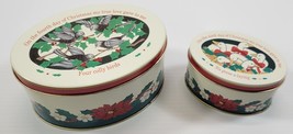 I) Vintage Lot of 2 Christmas Holiday Oval Tins Days of Christmas - $9.89