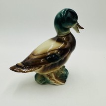 Royal Copley Duck Figurine Mallard Glazed Pottery Colorful Standing USA ... - $38.61