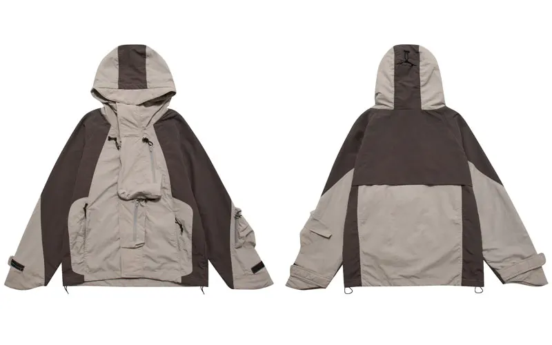 Men Cargo Jacket  Streetwear Fashion Multi Pockets Camping Hi Zipper Hooded Wind - £423.39 GBP