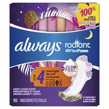 Always Radiant Pads, Size 4, Overnight Absorbency, Scented, 10 Count - £4.68 GBP