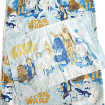 Vintage 1970&#39;s Star Wars Twin Sized Flat Sheet + 1 Pillowcase Some Spots - £29.68 GBP