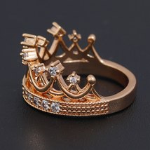 LUALA Princess Crown Rings for women 585 Rose Gold AAA Cubic Zirconia Micro Pave - £7.34 GBP