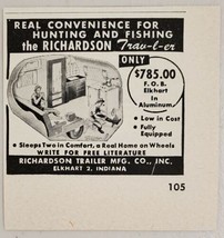 1950 Print Ad Richardson Trav-l-er Aluminum Travel Trailers Elkhart,Indiana - £8.34 GBP