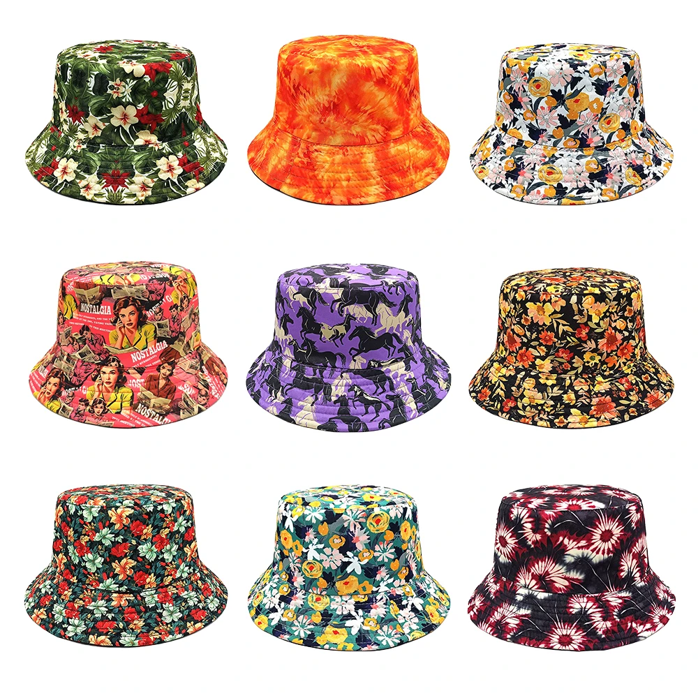 Spring and Summer New Cartoon Printed Bucket Hats for Men and Women Outdoor - £12.63 GBP