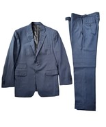 Men’s Suit Custom Made Two Piece 40L Deep Blue Italian Lightweight Wool - $7,509.11 MXN