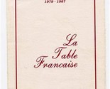 La Table Francaise French Restaurant Menu Mobil Guide 4 Stars 1988 - £22.10 GBP