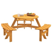 Circular Wooden Picnic Table - 6 Person Patio Set - $3,634.60 MXN