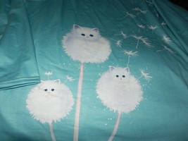 New Womens Xxl Blue Dandelion Kitten Shirt Top Blowing White Cats - £25.69 GBP