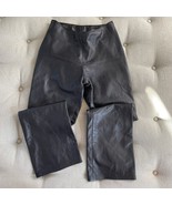 Danier Black Leather Straight Leg Ankle Crop Pants Lined Side Zip 26 XS 2 - $84.90 CAD