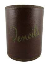 Vintage Pencil Cup Stylecraft of Baltimore, Brown Leather Wrapped - $10.75