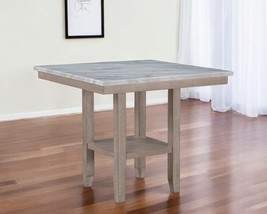42&quot; White and Natural Faux Marble and Wood Square Bar Table - $935.26 CAD