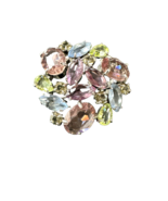 Vintage Multicolor Rhinestone Brooch Pin Pastel Glass Stones Silver Tone... - $533.86 MXN