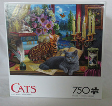 Buffalo Games 750 Piece Puzzle CATS CATS AND CANDELABRA mountains 2 kitties - $36.42
