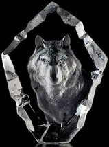 Mats Jonasson Sweden Wolf Lead Crystal Art 33372 in Box - $164.29