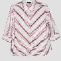 Foxcroft Womens Blouse Size 18W Button Front 3/4 Sleeve Collared Pink Stripe - £14.13 GBP