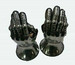 SCA LARP Medieval Knight Gauntlets Functional Armor Gloves Steel Leather - $128.69