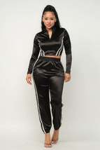 Front Zip Up Stripes Detail Jacket And Pants Set - $57.50