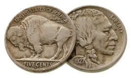 1925-S &amp; 1927-S 5c Buffalo Níquel Lote De 2 Monedas En Muy Fina MB Estado - £75.47 GBP