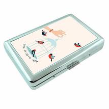 Bird Cage Fly Away Em1 Hip Silver Cigarette Case Id Holder Metal Wallet 4&quot; X 2.7 - £6.25 GBP