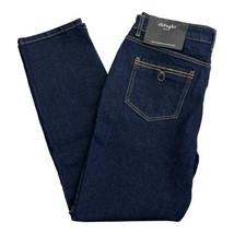 NWT Thought Denim High Rise Straight Jeans Womens 14 Dark Blue Organic C... - $49.49