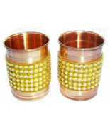 Copper Drinking Glass Cup Tumbler Mug - Ayurveda Health Yoga Healing vessel - £30.57 GBP