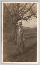 RPPC Woman Molly Large Hat by Tree Waltenberg Family Newport RI Postcard... - £11.68 GBP