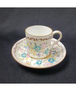 Vintage Crown Staffordshire England Demitasse Cup Saucer Butterfly Birds... - $27.06 CAD