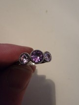 Vintage Estate Ring Silver 3 Purple Gemstones Size 9 - £38.75 GBP