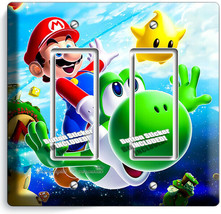 Super Mario Flying Yoshi Galaxy Space 2 Gfci Light Switch Plates Kids Room Decor - $14.99