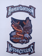 Harley Davidson Eagle Ride Free Style Patches Rockers 3 Pcs Set For Jacket &amp;Vest - £23.56 GBP