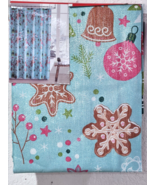 Christmas Gingerbread Snowflake Fabric Shower Curtain 72&quot; x 72&quot; - £31.14 GBP