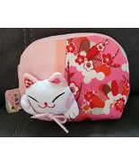NWT FHZAKKA SERIES Japan Kawaii Cherry Blossom Pink Lucky Cat Coin Purse... - £31.47 GBP