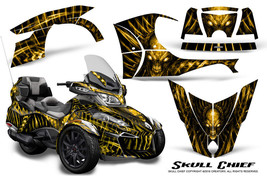 CAN-AM Brp Spyder Rt 2014-2019 Creatorx Graphics Kit Decals Skull Chief Yellow - £418.03 GBP
