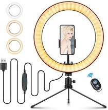 10.2 Selfie Ring Light with Tripod Stand, Dimmable with Cell Phone Holder 3 Mode - £9.90 GBP