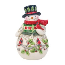 Jim Shore Snowman Figurine with Cardinals 9.45&quot; High Heartwood Creek Christmas - £73.56 GBP