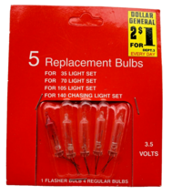 3.5 volt Christmas Light Bulbs Clear Mini for 35 70 105 140 String Lights 5 pk D - £7.44 GBP