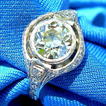 Earth mined Diamond Deco Engagement Ring 1.71 Carat Antique Platinum Solitaire - $12,326.25