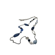 Charming Charlie Blue and Silver Multi Bead Necklace 22 inch 2.5 inch Extension - £15.82 GBP