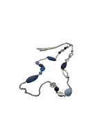 Charming Charlie Blue and Silver Multi Bead Necklace 22 inch 2.5 inch Ex... - £15.56 GBP