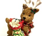 Kirkland Signature Brown Red Christmas Ornament Reindeer With Present  - £7.11 GBP