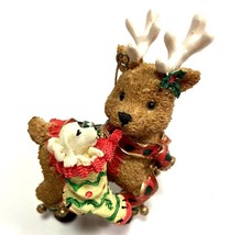 Kirkland Signature Brown Red Christmas Ornament Reindeer With Present  - £6.30 GBP