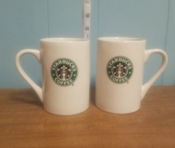 2x Starbucks 2008 Coffee Mug Cup 10 OZ White Green - £9.11 GBP