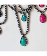 Multi Layered Necklace Navajo Bead Teardrop Stone Necklace Turquoise - €32,52 EUR