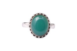 925 Solid Sterling Silver Natural Handmade Green Onyx Gemstone Ring For Women - £26.25 GBP