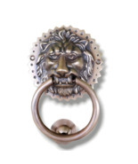 Vintage Lion Brass Door Knocker Earrings Rustic Ring Doorbell  - $58.00+