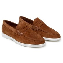Belvedere Men's Walking Shoes Penny Loafer Niko Bourbon Suede Leather image 7