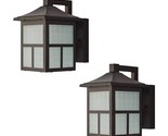 Hampton Bay 8&quot; Black LED Outdoor Wall Light Fixture w/Frosted Textured G... - £51.71 GBP