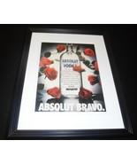 1995 Absolut Vodka Bravo Framed 11x14 ORIGINAL Vintage Advertisement - £27.25 GBP
