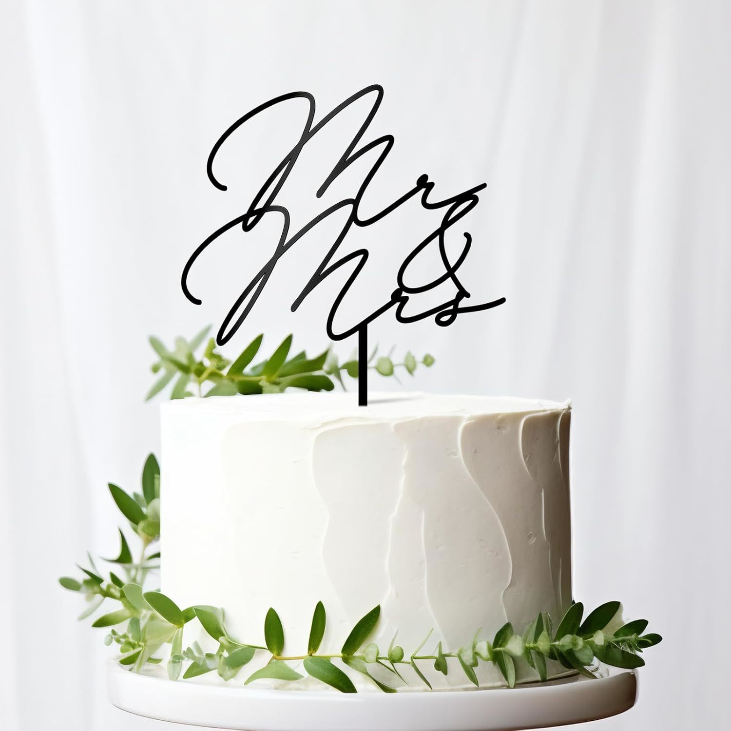Mr &amp; Mrs Black Wedding Cake Topper (Design 01) - $41.95